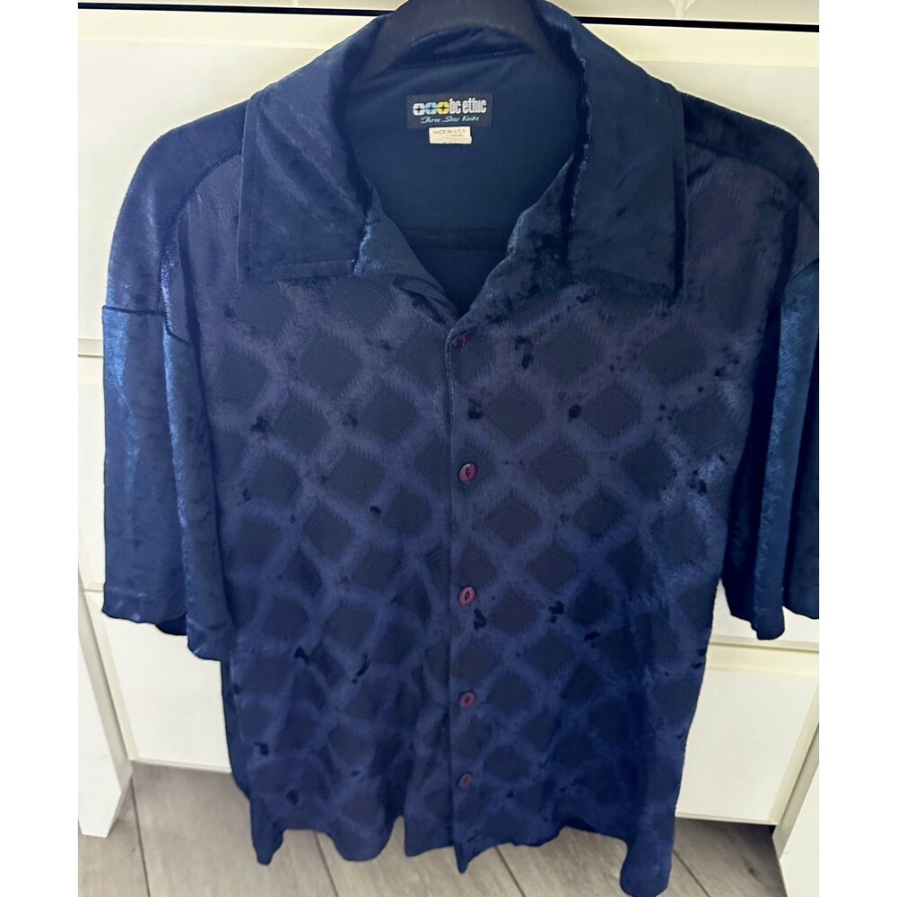Vintage BC Ethic Three Star Knits Midnight Blue Lounge Valore Shirt Large